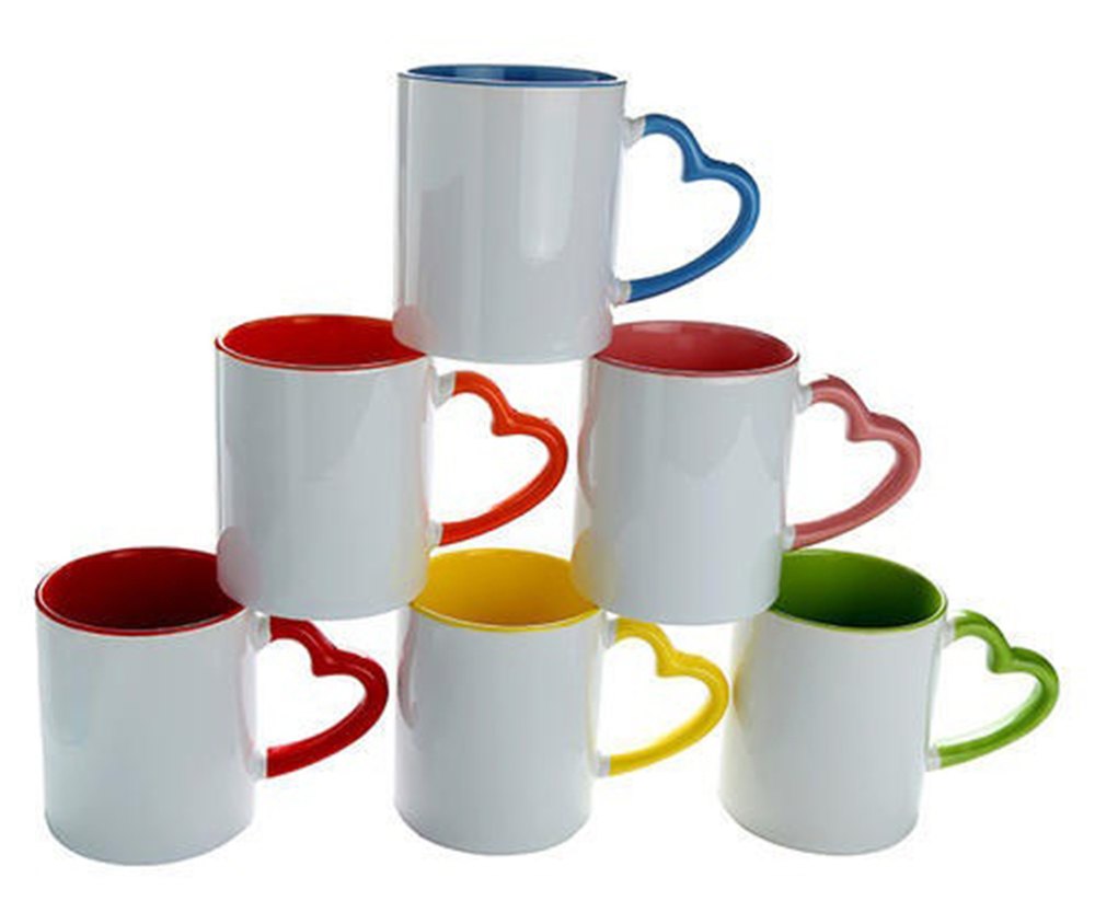 Personalized Heart Handle Colour Mugs