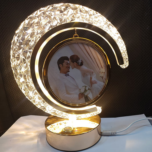 Crystal LED Half Moon Lamp Photo Frame