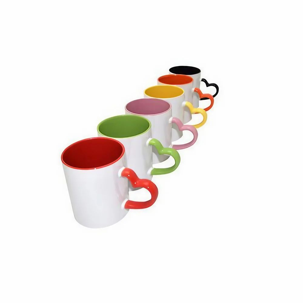 Personalized Heart Handle Colour Mugs